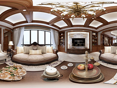 美式客厅沙发组合模型