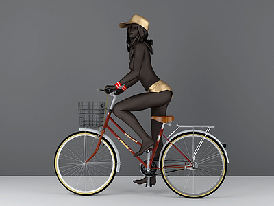 3d自行车美女装饰摆件模型