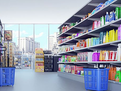 现代超市货架展厅架模型3d模型