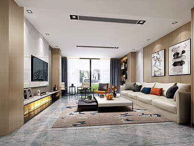 现代客厅真皮沙发模型3d模型