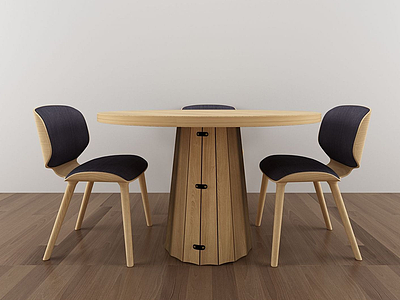 现代简约实木桌椅组合3d模型