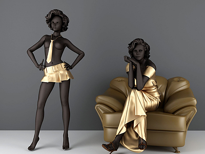 3d黑人美女模特模型