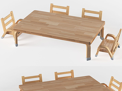 3d现代桌椅组合模型