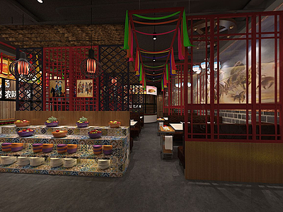 3d蒙古主题餐厅模型
