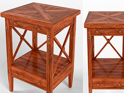 3d现代实木边桌模型