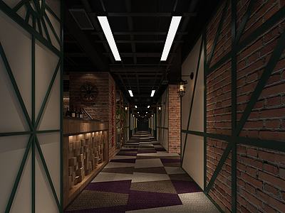 3d酒店走廊过道模型