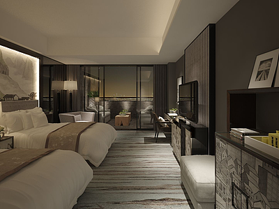 3d酒店卧室模型