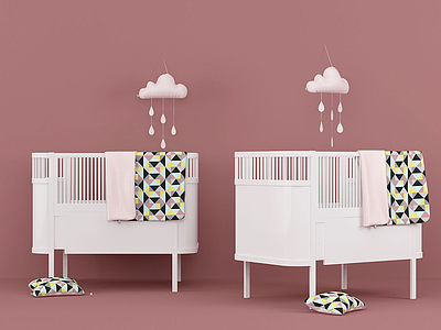 现代温馨婴儿床模型