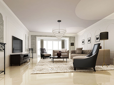 简约客厅沙发组合3d模型
