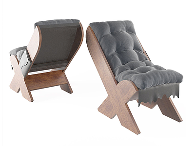 现代面包式半躺椅模型3d模型