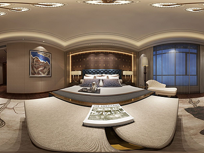 现代中式卧室模型