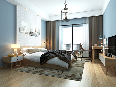 3d中式简约卧室模型