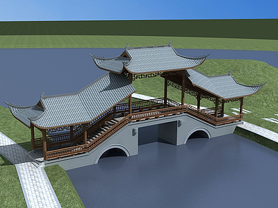 古建风雨桥3d模型