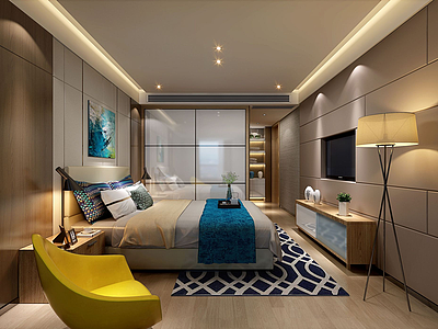 3d卧室现代风格模型