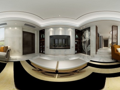 3d欧式风格客厅酒柜模型