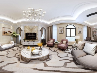 古典沙发组合客厅模型