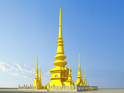 傣族建筑佛塔模型3d模型