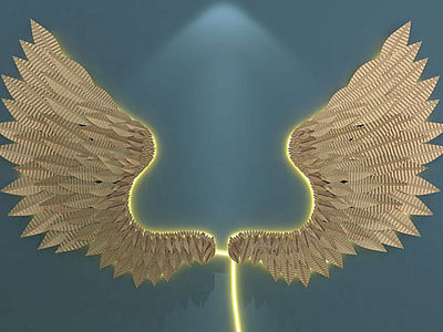 金属翅膀羽毛墙饰挂饰模型3d模型