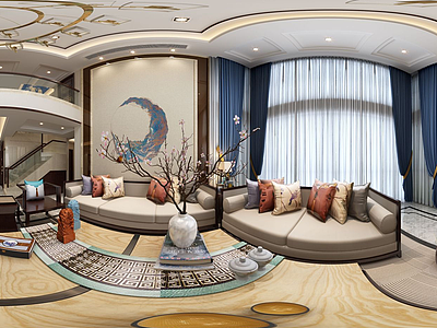 3d客厅中式风格抱枕摆件模型