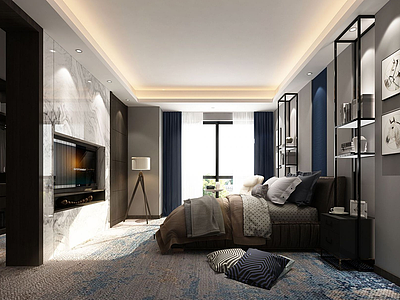 现代设计简约式卧室模型3d模型
