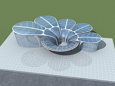3d花瓣式创意博物馆模型