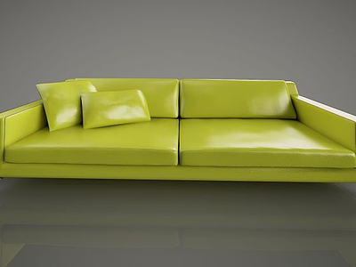 现代绿色皮沙发