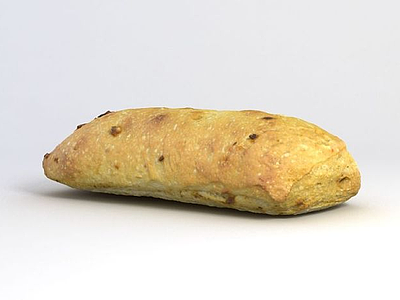 3d长条葡萄干烤面包模型