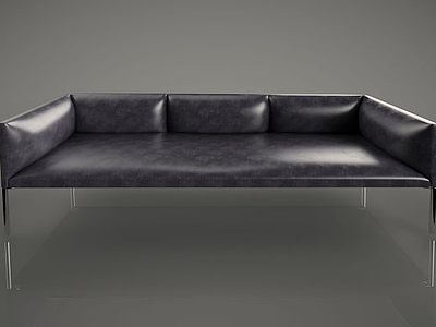 现代三人皮沙发模型3d模型