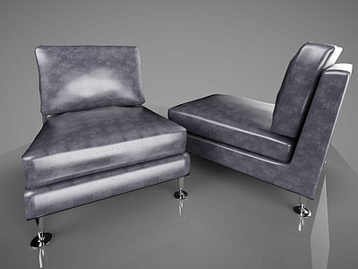 3d现代单人皮革沙发模型