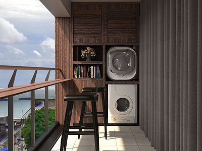 3d阳台洗衣机柜模型