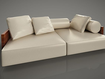 米色多人沙发模型3d模型