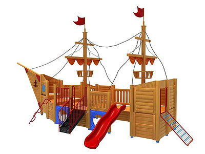 木制海盗船滑梯3d模型