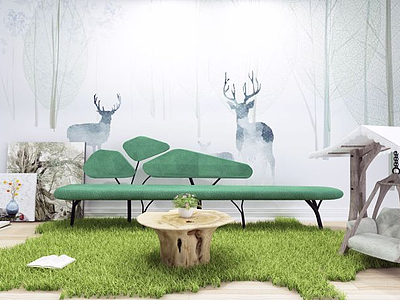 自然风绿色休闲沙发组合