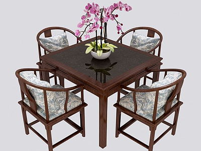 新中式餐桌椅组合模型3d模型
