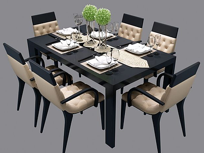 现代北欧餐桌椅组合模型3d模型