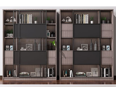 现代北欧书柜装饰柜3d模型