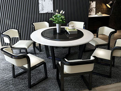 3d现代金属餐桌椅组合模型