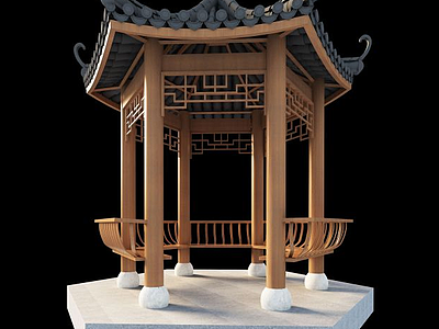 3d中式传统古建凉亭模型