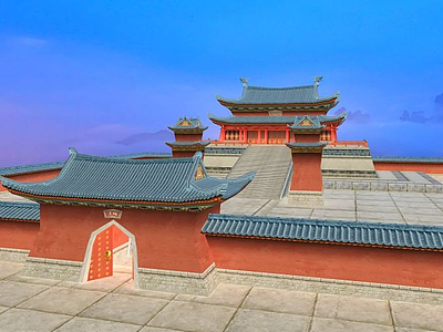 3d中国传统古建筑古建大殿模型