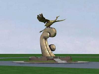 3d雕塑飞鹤模型