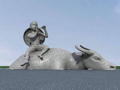 3d雕塑牛模型