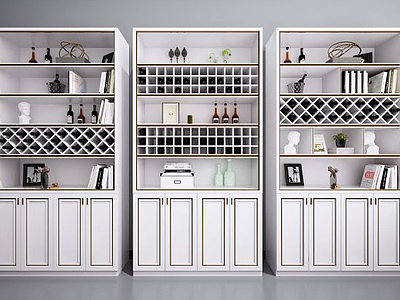 现代北欧酒柜书柜装饰柜模型3d模型
