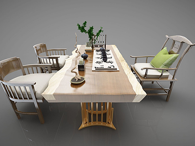 新中式风格餐桌模型