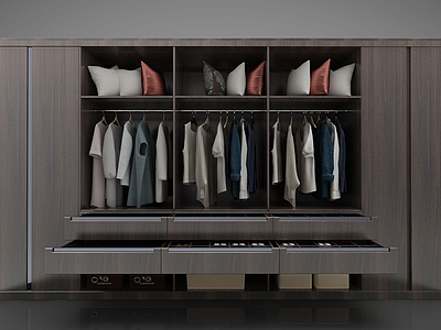3d现代风格大衣柜模型