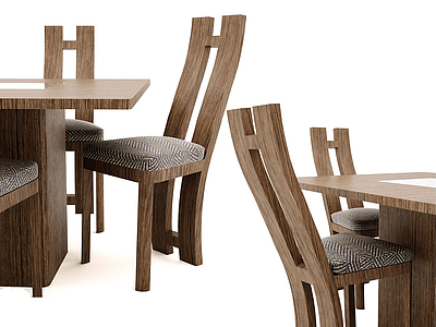 3d现代设计感桌椅组合模型