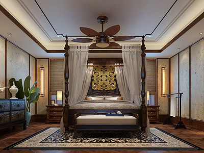 东南泰式卧室模型3d模型