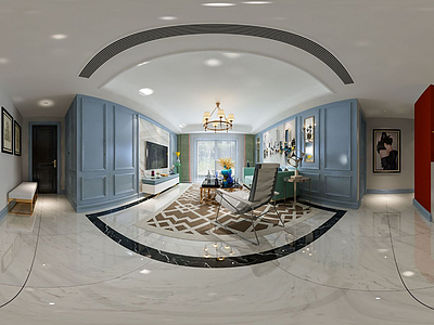 美式客厅模型3d模型