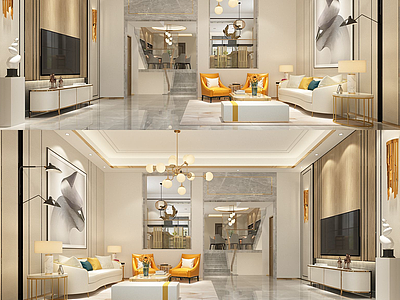 现代风格客厅模型3d模型