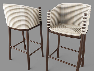 现代藤编单椅模型3d模型