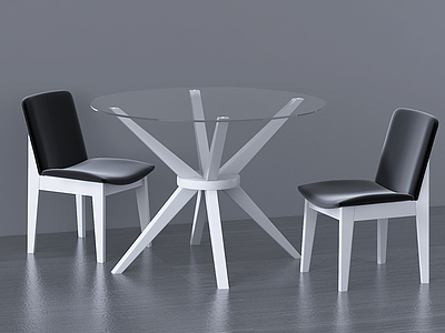 现代休闲玻璃桌椅组合模型